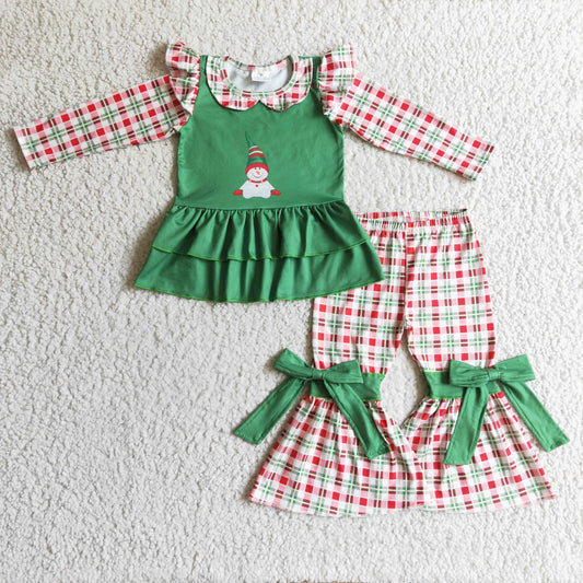 Girls Snowman Green Outfits