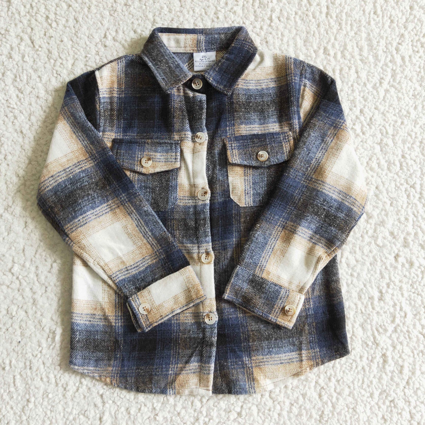 BT0117 Boys Blue Plaid Shirt flannel Jacket