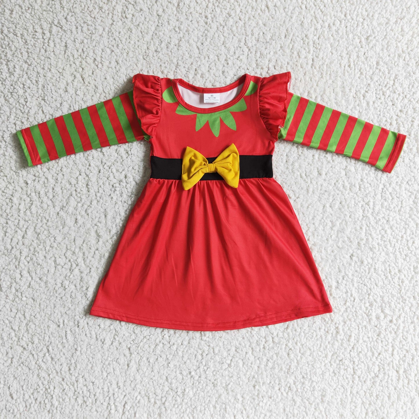 GLD0144 Girls Christmas Red Dress Long Sleeves