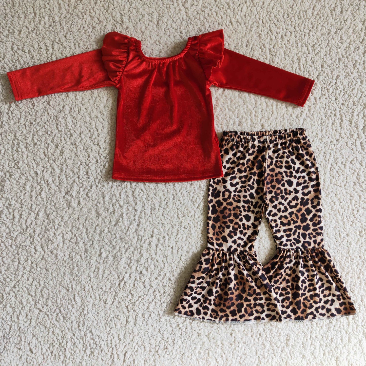 Girls Red Velvet Outfits Leopard Pants