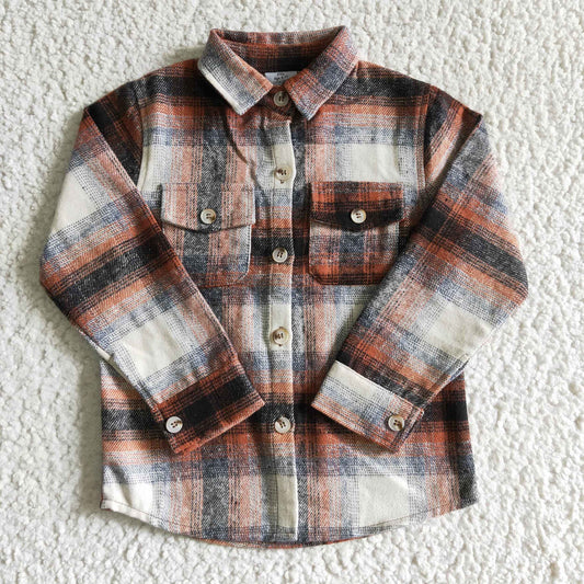 Boys Brown Plaid Shirt flannel Jacket