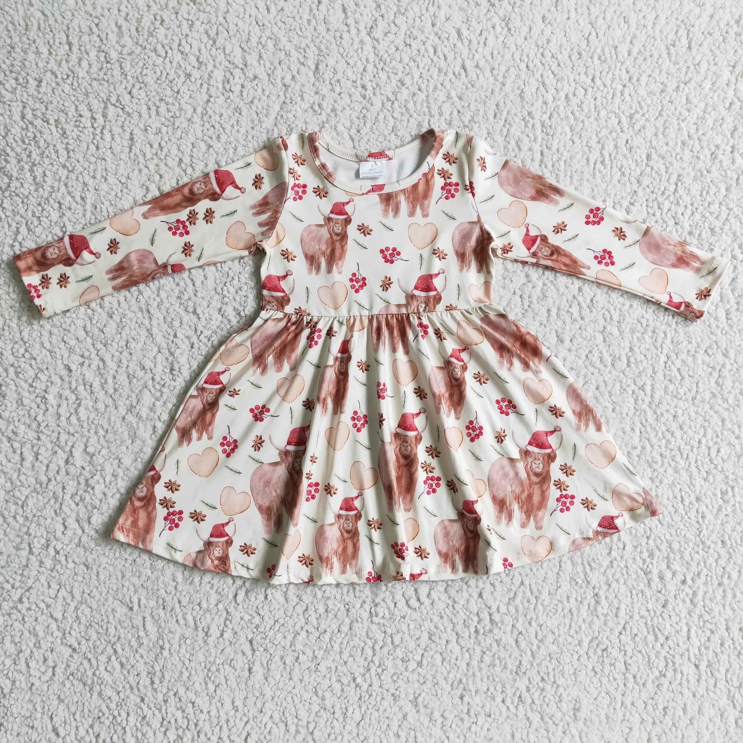 Girls Christmas Cow Dress