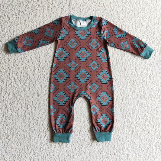 Boys Brown Rompers Long Sleeves