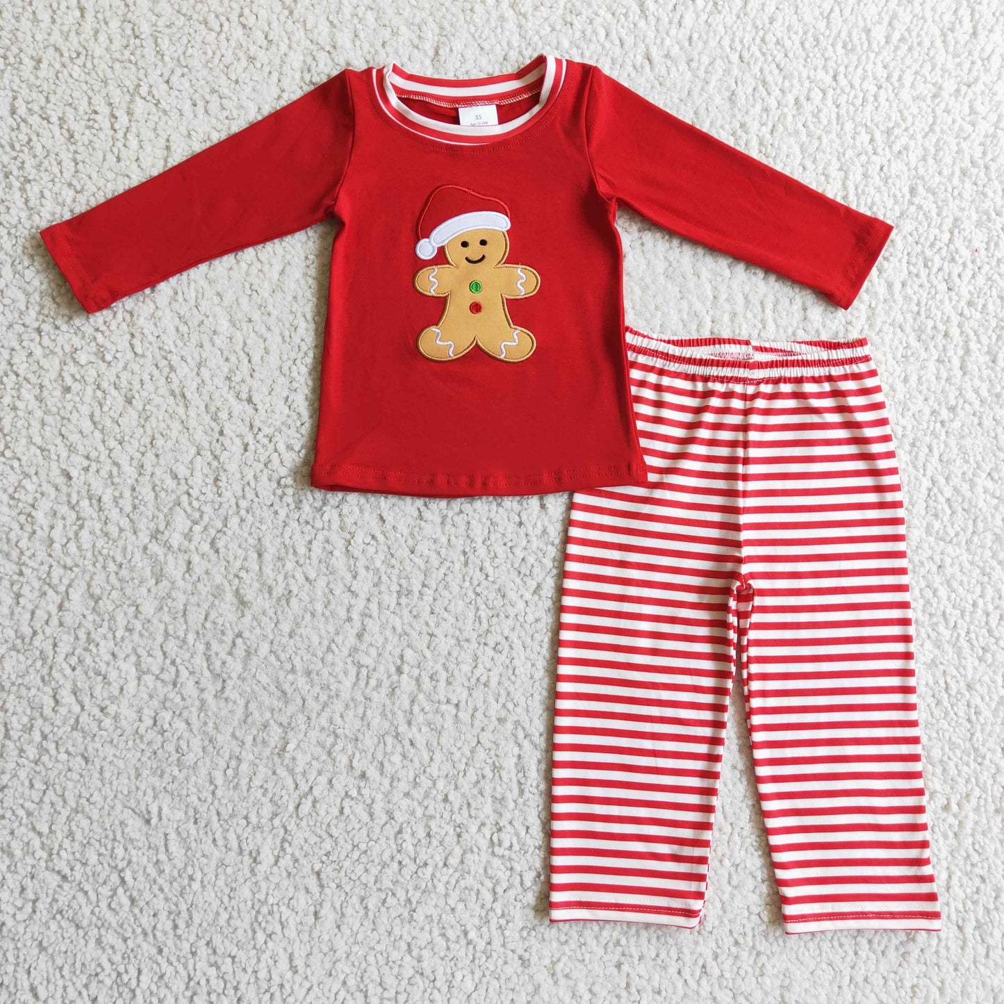 BLP0122 Boys Embroidery Christmas Gingerbread Red Outfits