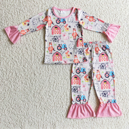 Girls Farm Pink Pajamas