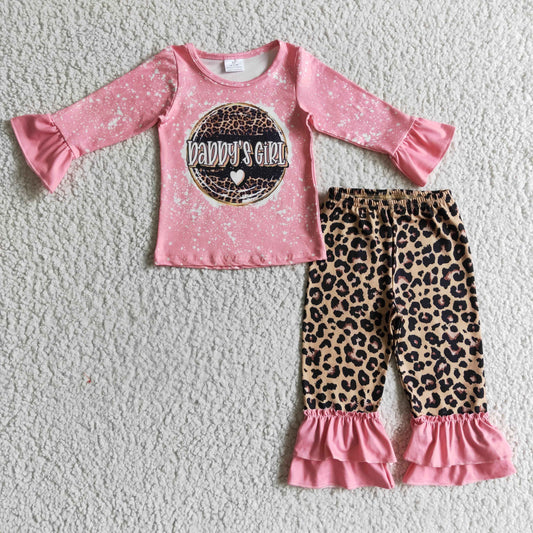 Girls Daddy's girl Outfits Leopard Pants