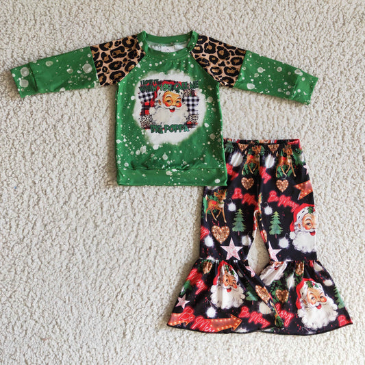 GLP0321 Girls Christmas Santa Green Outfits