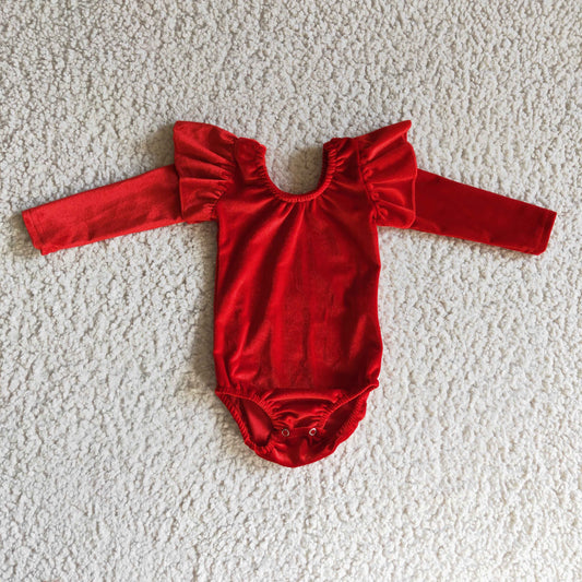 Baby Velvet Rompers Red Long Sleeves