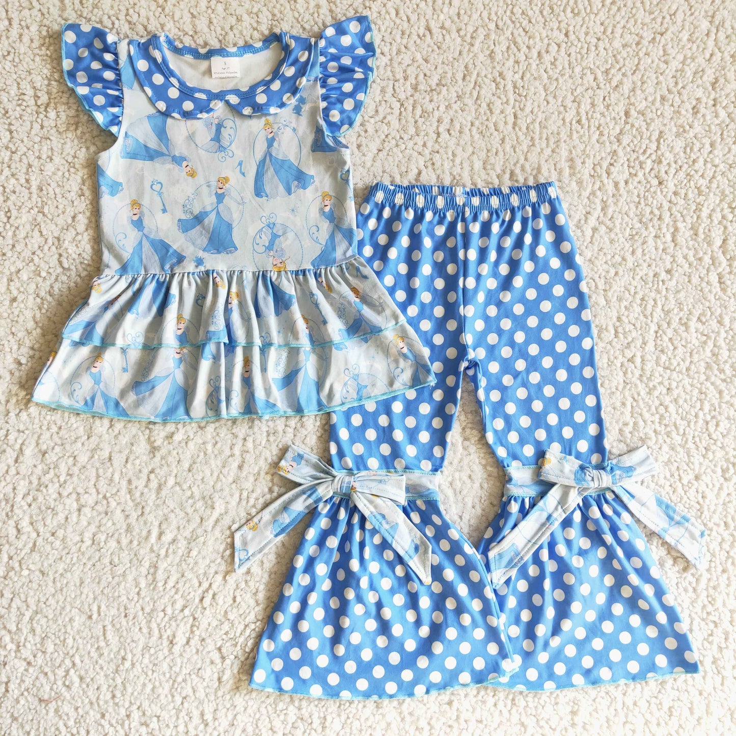 Girls Princess Blue Polka Dot Outfits