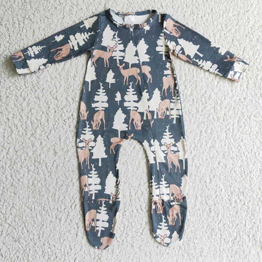 Boys Christmas Tree Zipper Rompers