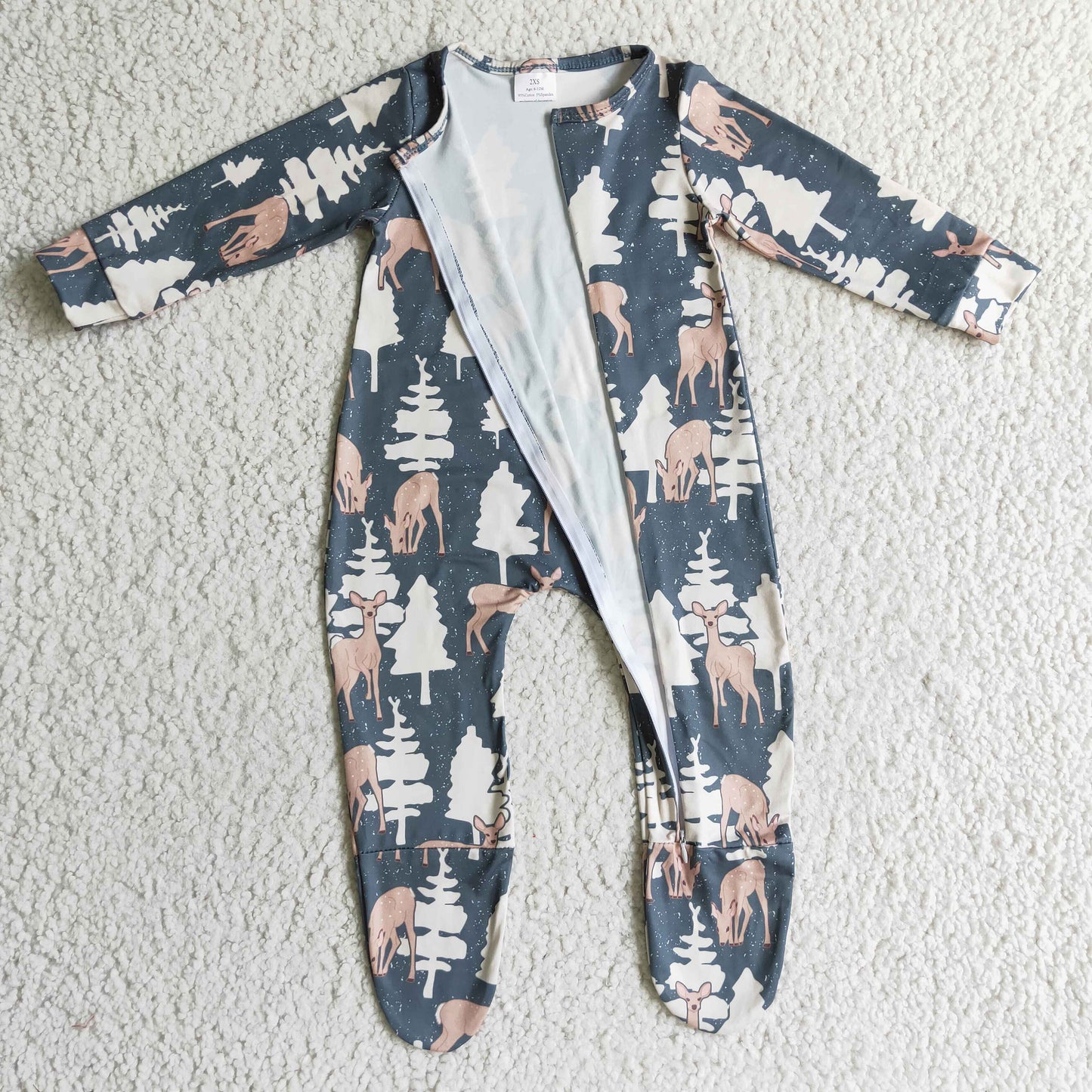 Boys Christmas Tree Zipper Rompers