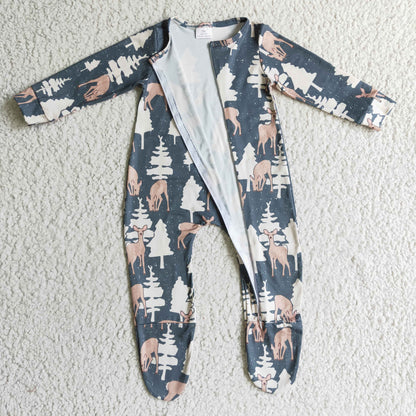 Boys Christmas Tree Zipper Rompers