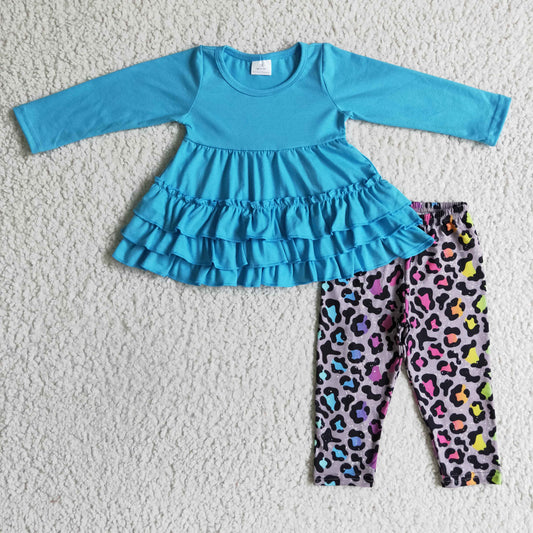 Girls Blue Leopard Outfits