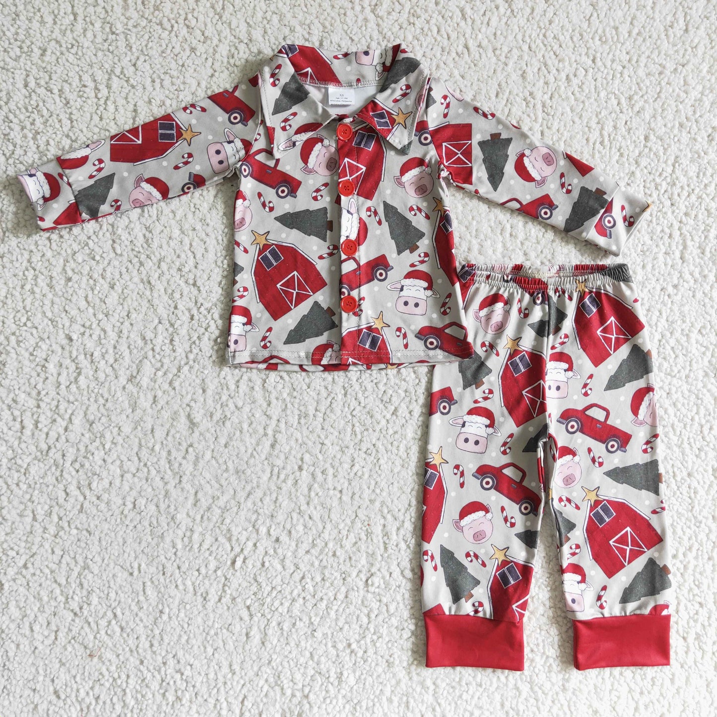 Boys Christmas Red Pajamas Long Sleeves Pants