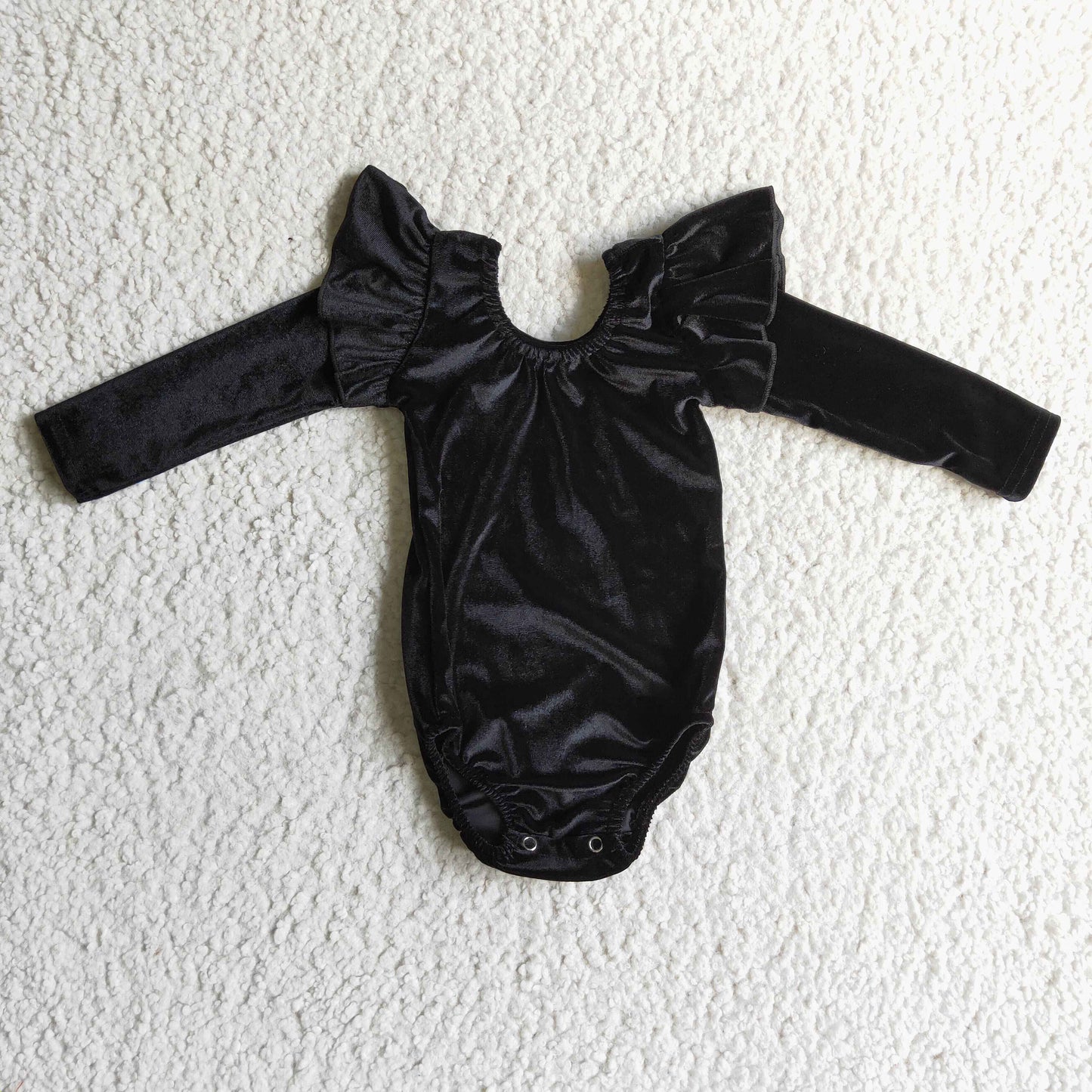 Baby Velvet Rompers Black Long Sleeves