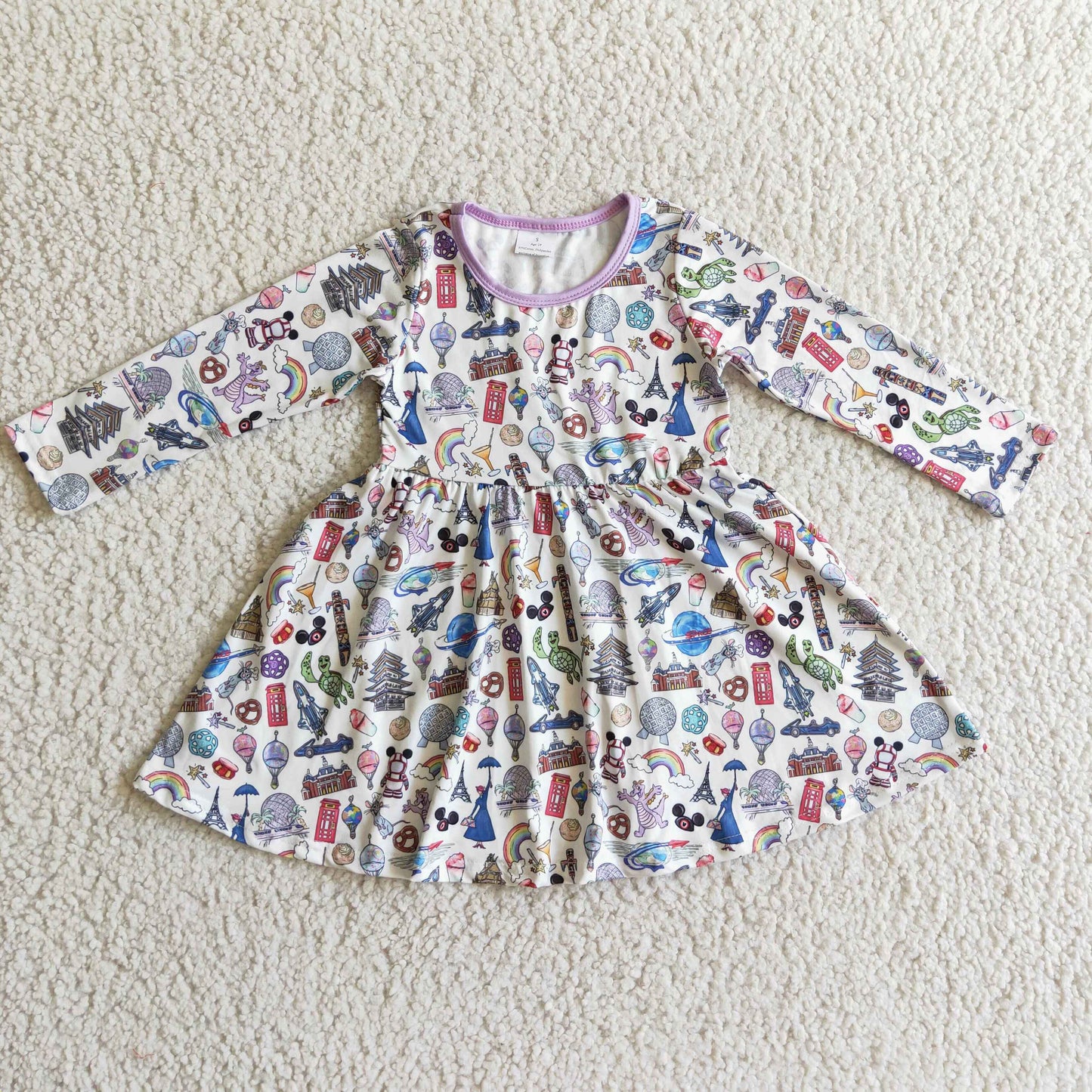 Girls Cartoon Dress Long Sleeves