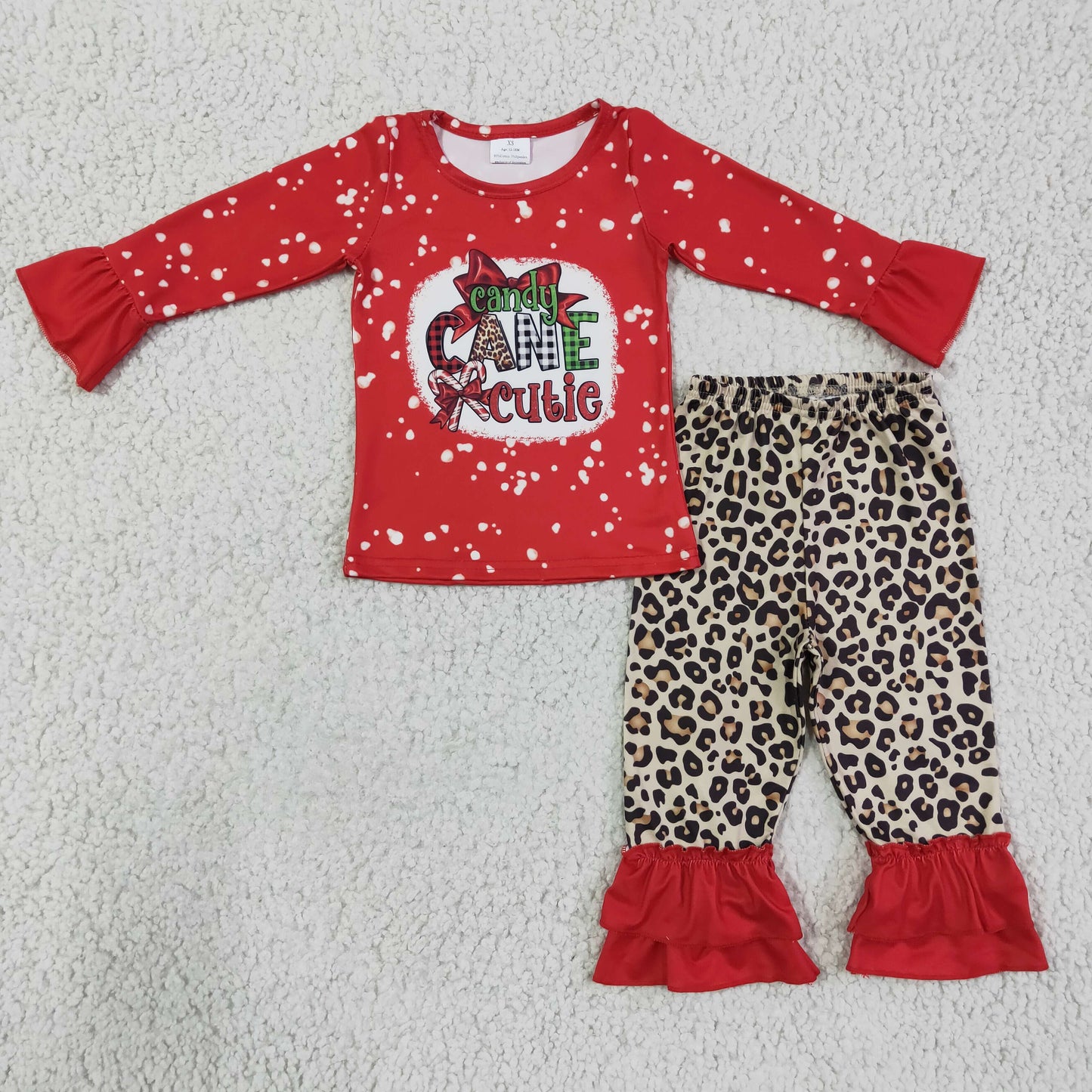 5.5 GLP0329 Girls Christmas Candy Outfits Leopard Pants