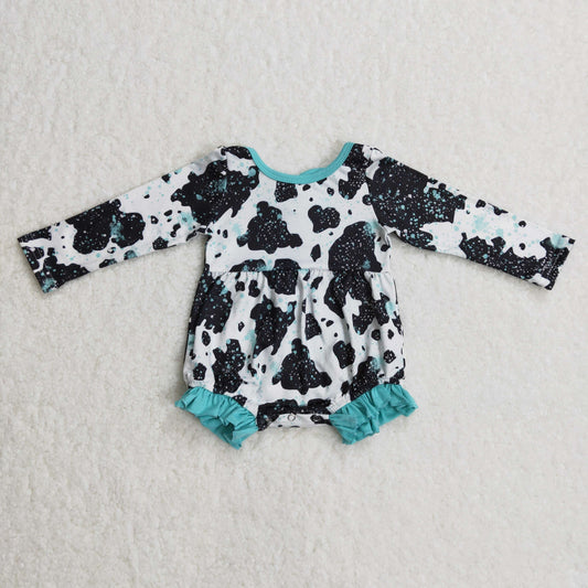 Girls Black Cow Rompers