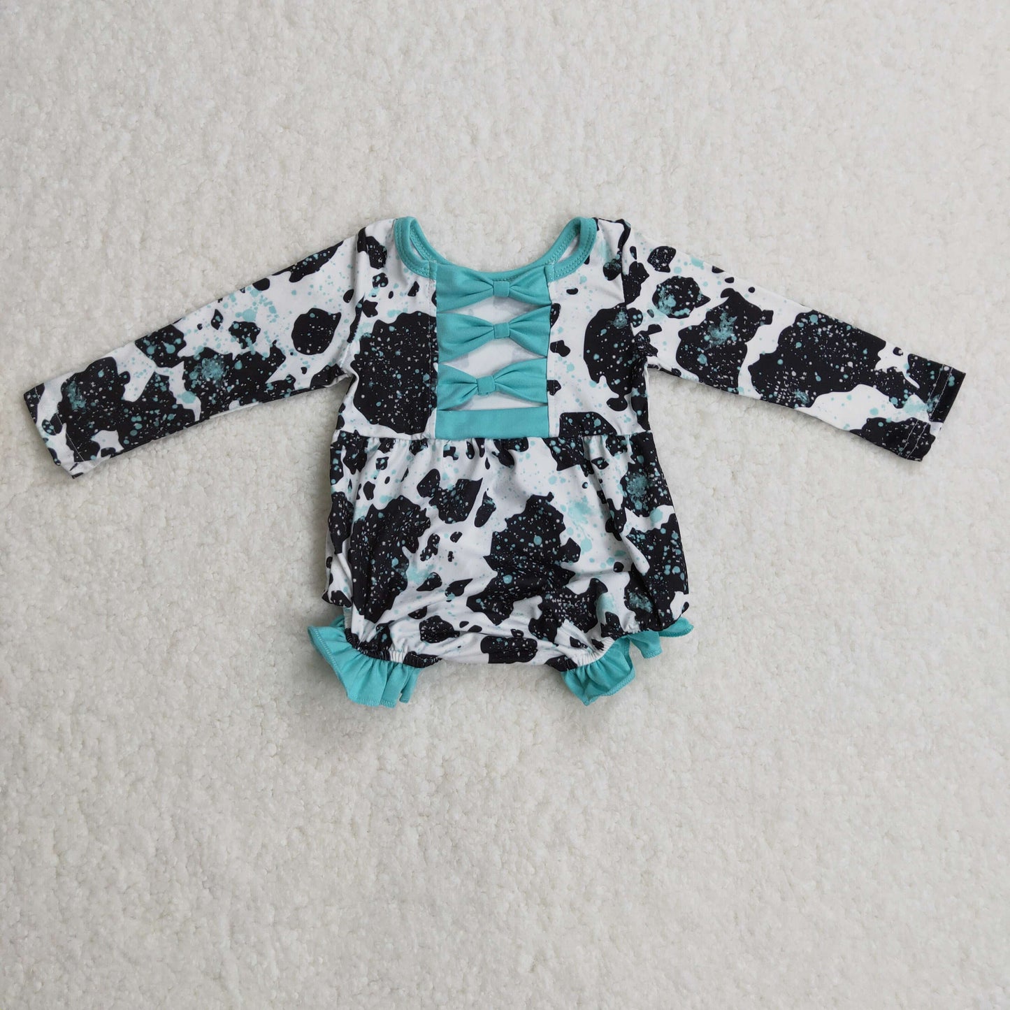 Girls Black Cow Rompers