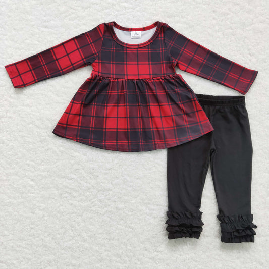 Girls Red Black Plaid Outfits