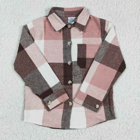 Boys Girls Pink Plaid Shirt flannel Jacket