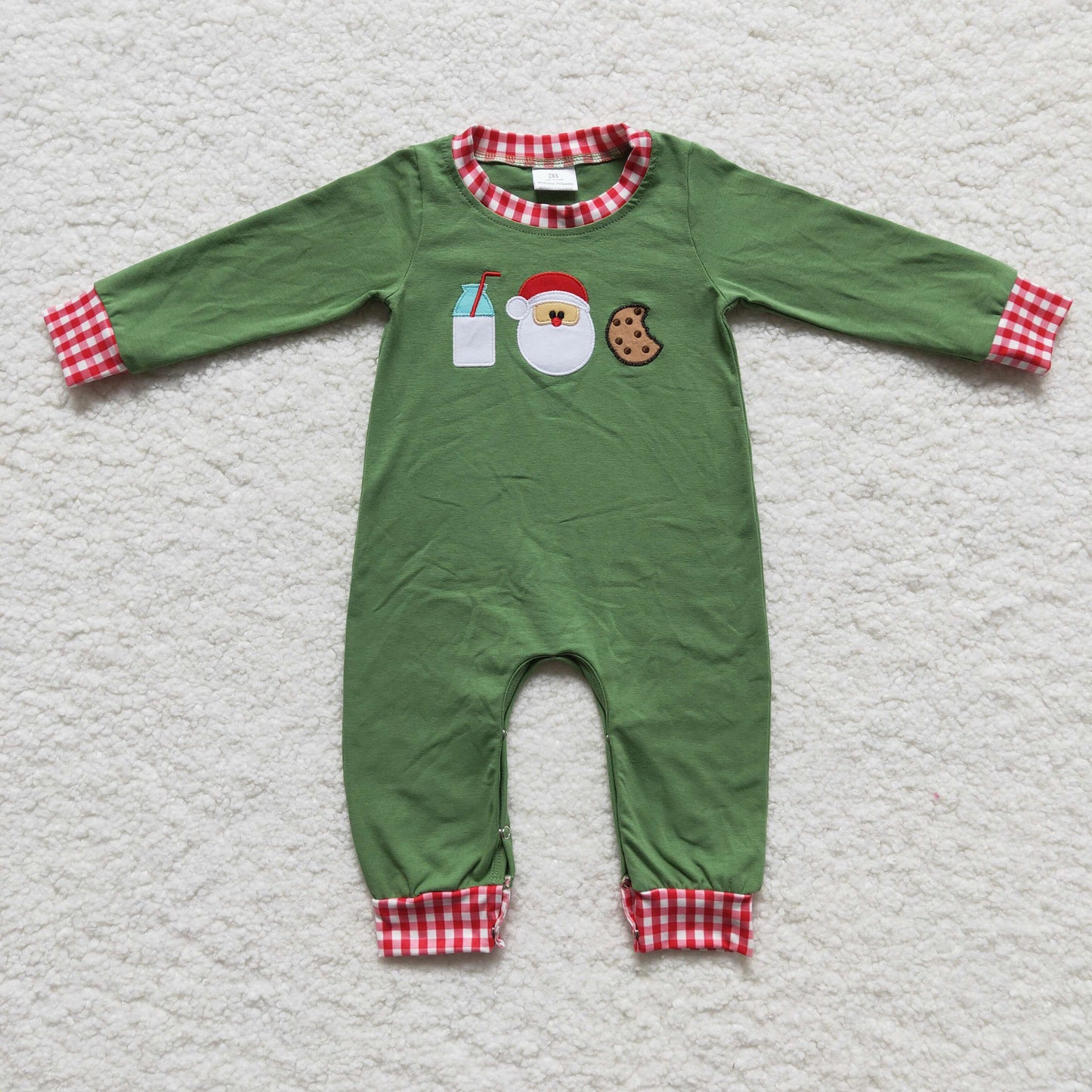 LR0232 Boys Christmas Cookies Rompers Embroidery
