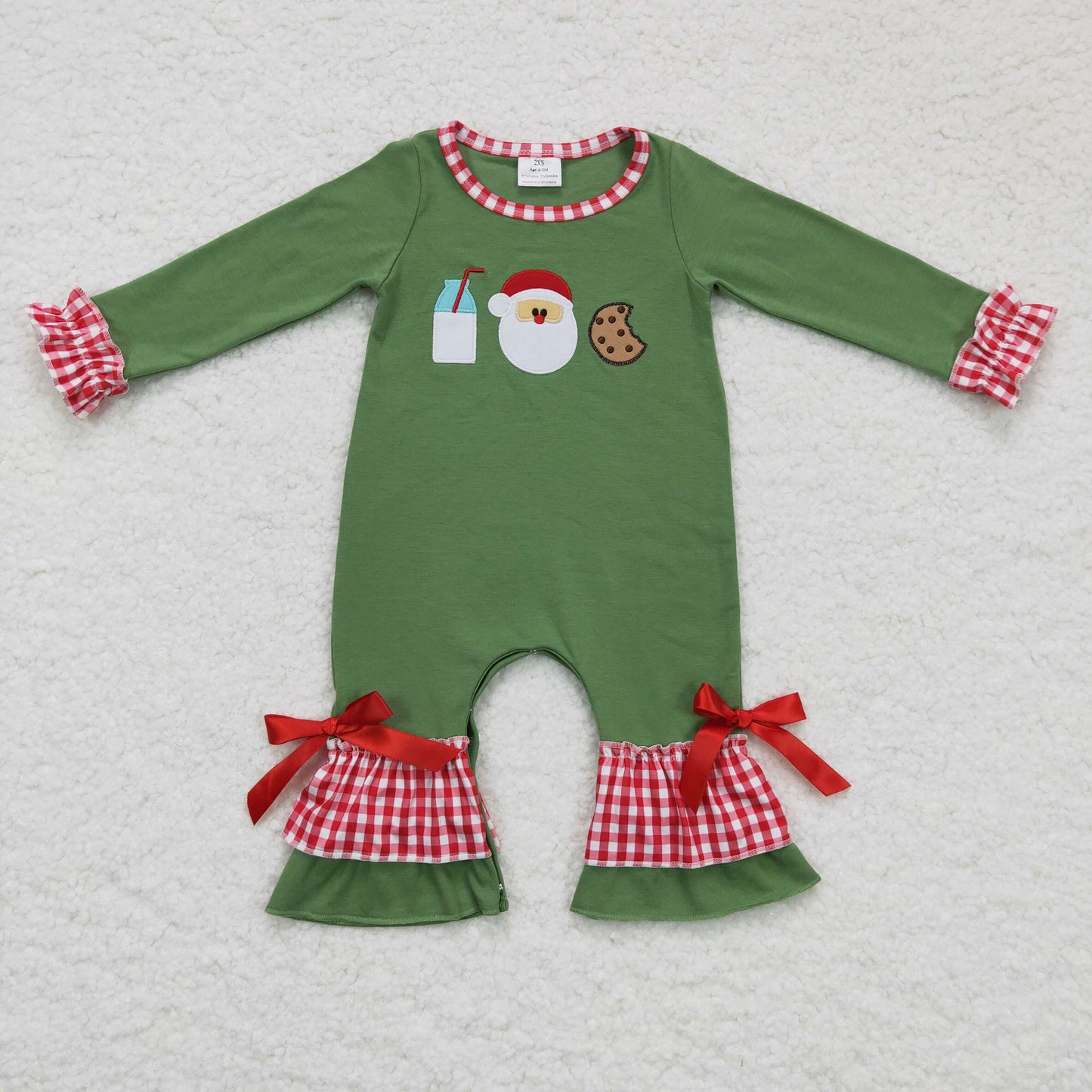 Girls Christmas Cookies Rompers Embroidery