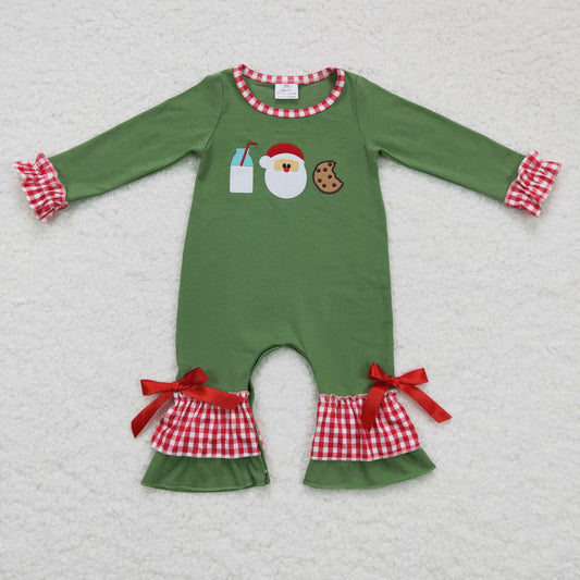 Girls Christmas Cookies Rompers Embroidery