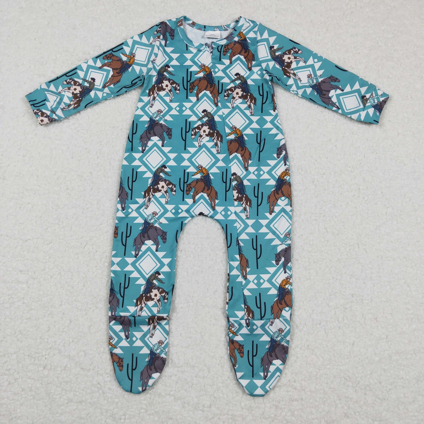 Baby Cowboy Zip Rompers Long Sleeves