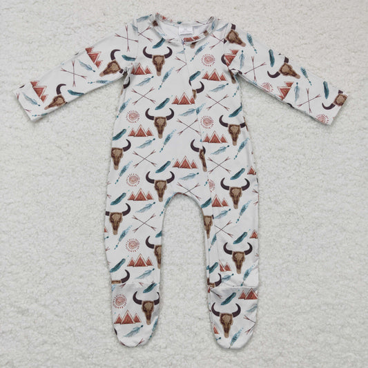 Baby Cow Zip Rompers Long Sleeves