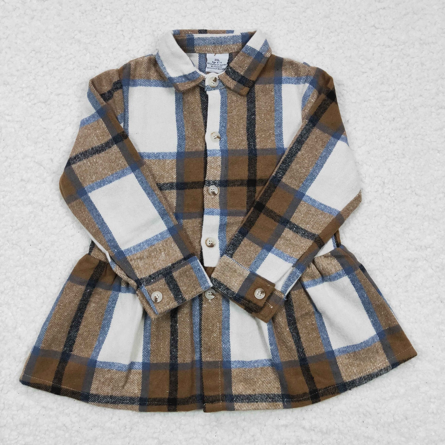 Girls Brown Plaid flannel Jacket