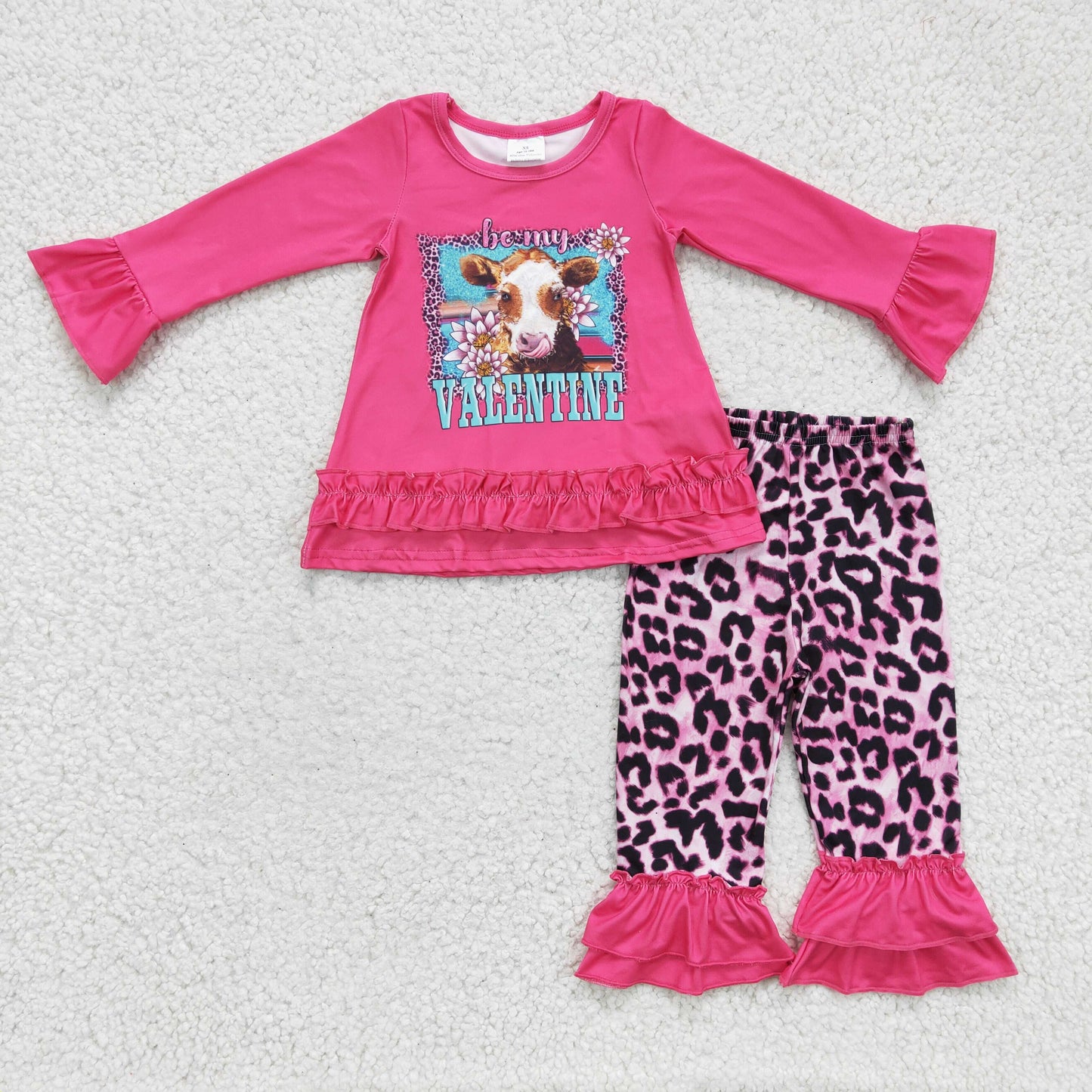 Girls Valentine Cow Leopard Outfits