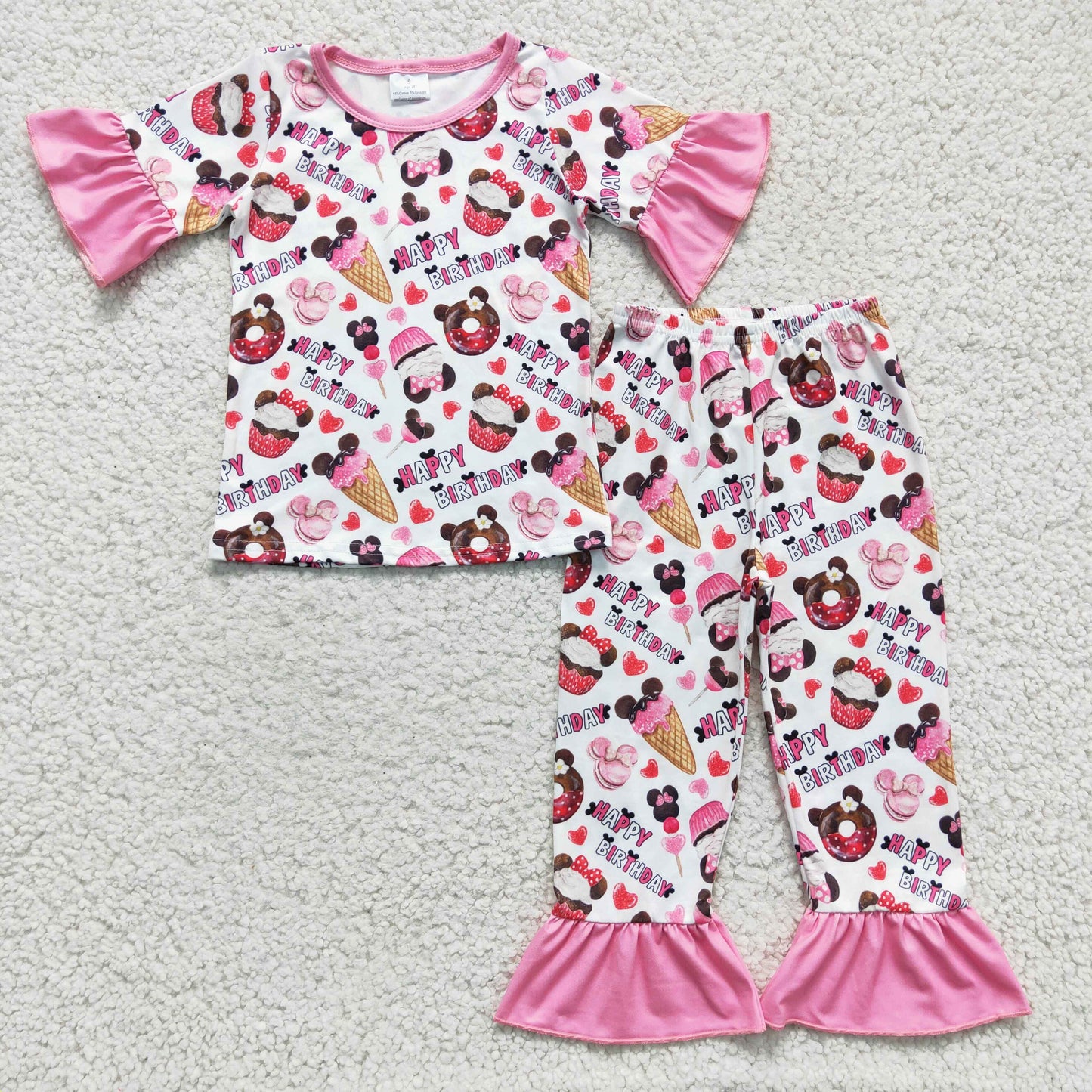 Girls Happy Birthday Cartoon Pajamas