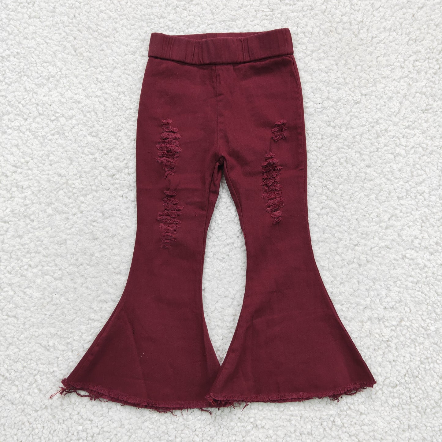 Girls Dark Red Jeans Bell Bottom Pants