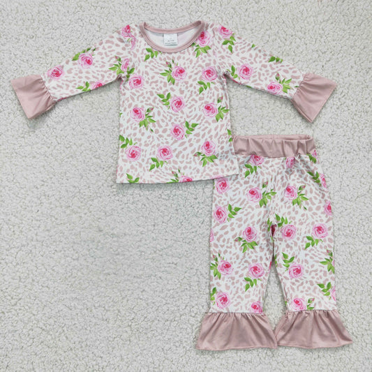 Girls Floral Pink Pajamas