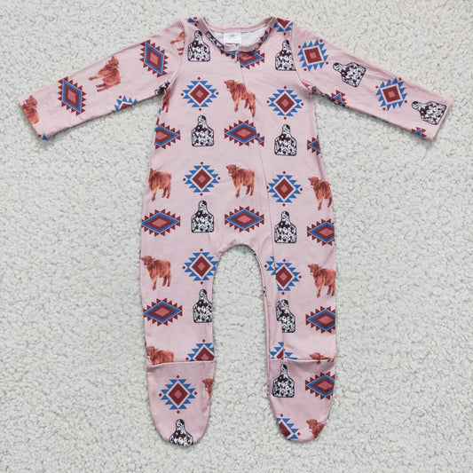 Baby Cow Zip Rompers Long Sleeves