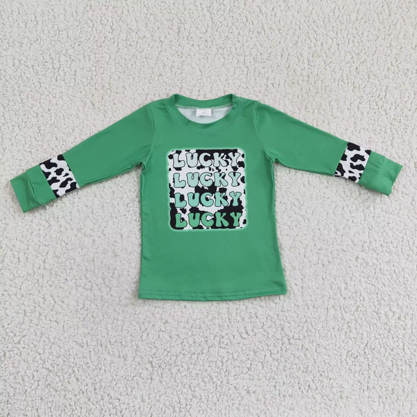 Girls Lucky Green Shirt Top Long Sleeves