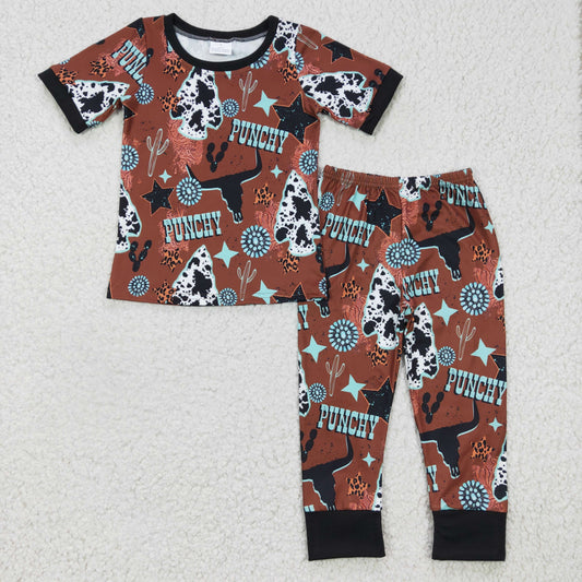 Boys Cow Brown Pajamas