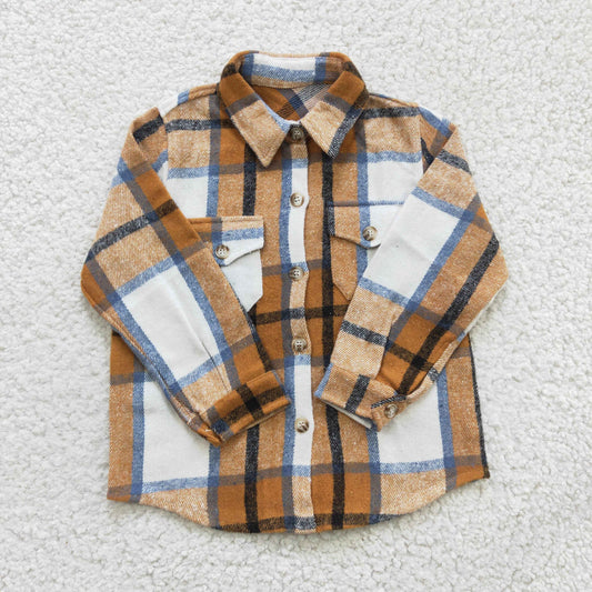 Boys Brown Plaid Shirt flannel Jacket