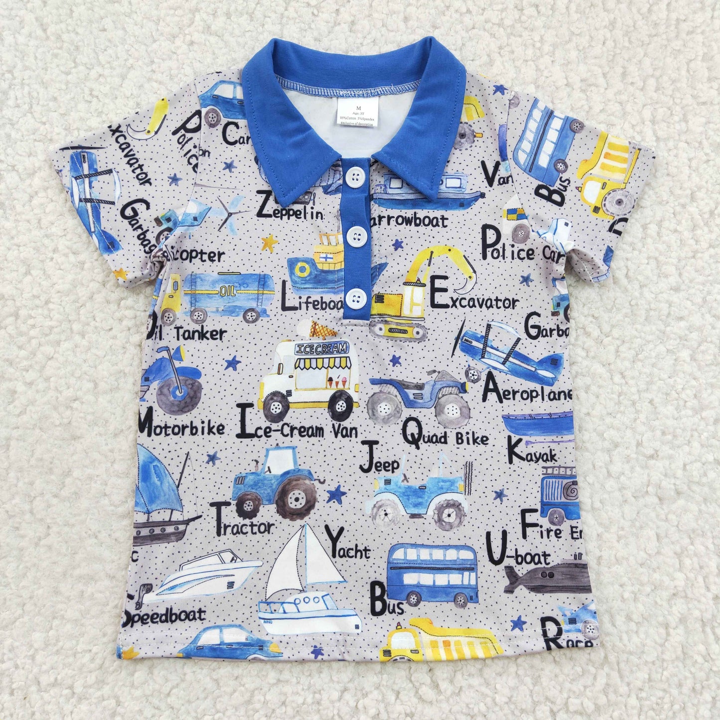 Boys Cars Blue Top Shirt