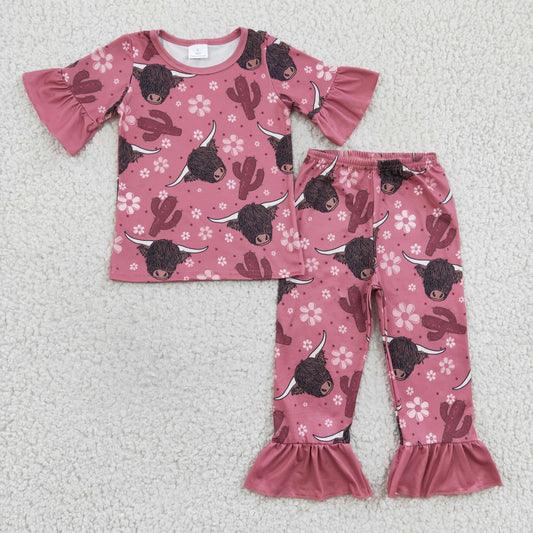 Girls Pink Cow Pajamas