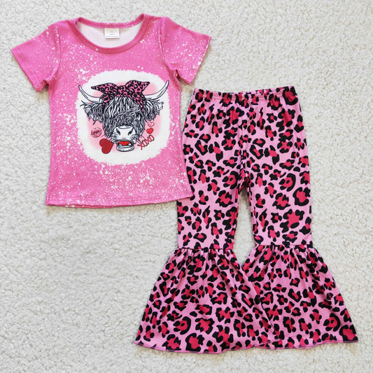 Girls Valentine Cow Leopard Outfits