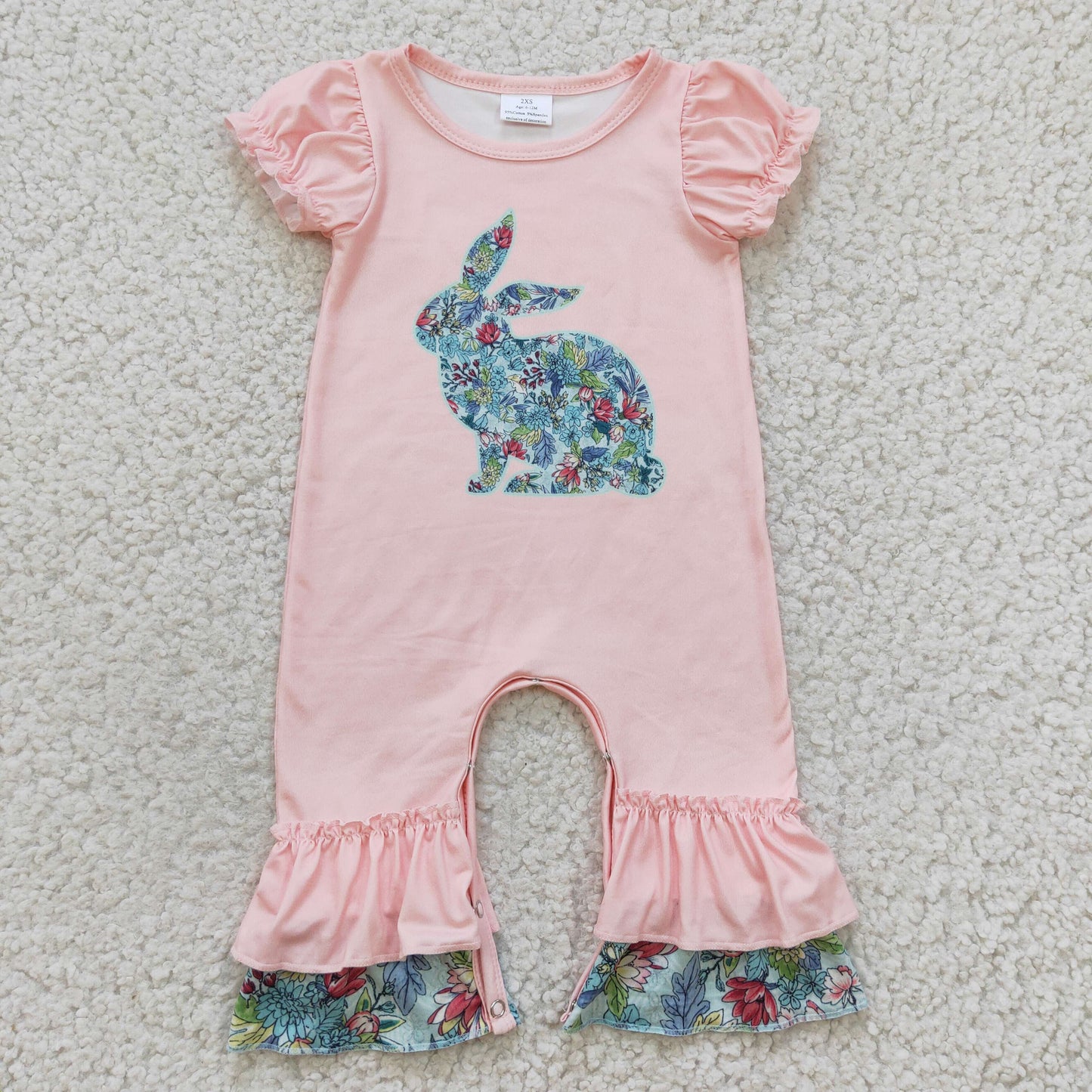 Girls Easter Bunny Pink Rompers