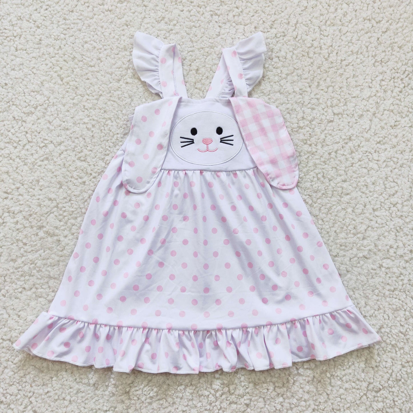 Girls Easter Bunny Polka Dot Dress