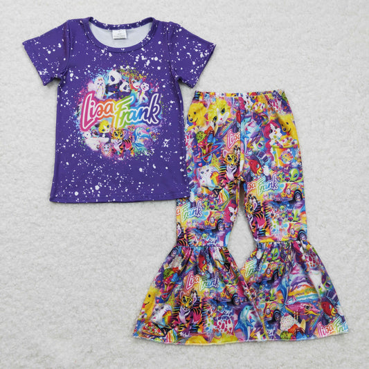 Girls cartoon print Purple Outfit