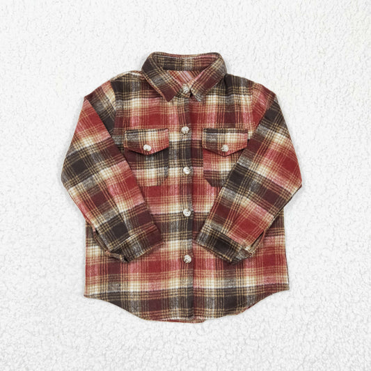 Boys Brown Plaid Shirt flannel Jacket