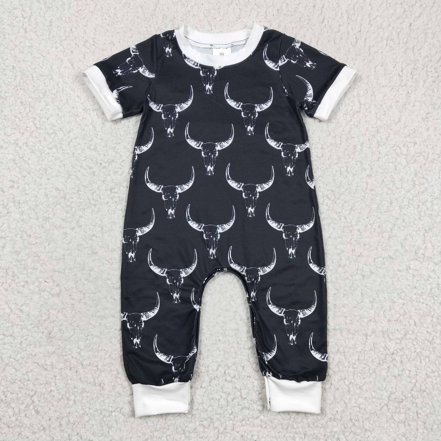 Boys Cow Black Rompers