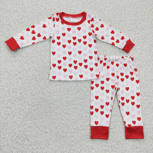 Girls Valentine Loving Heart Pajamas Long Sleeves