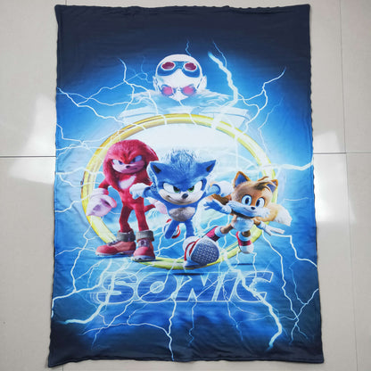 Baby Cartoon Print Blue Blanket