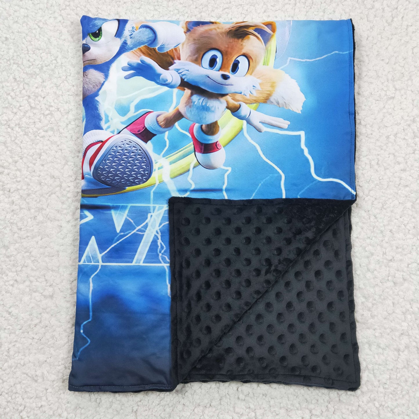 Baby Cartoon Print Blue Blanket